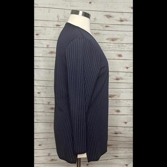Exclusively Misook lightweight V-neck striped open cardigan sweater Size L - Picture 3 of 6